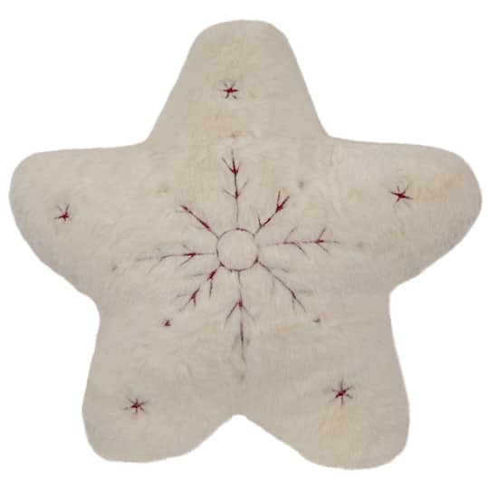 13" White Snowflake Embroidered Plush Christmas Throw Pillow By Northlight in Ivory | Michaels®